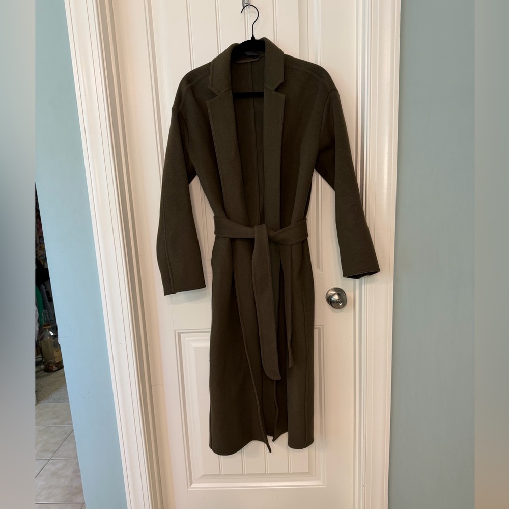 Jenni Kayne Cashmere Olive Green Overcoat  Luxury Minimalist Cost /Jacket - Picture 10 of 16